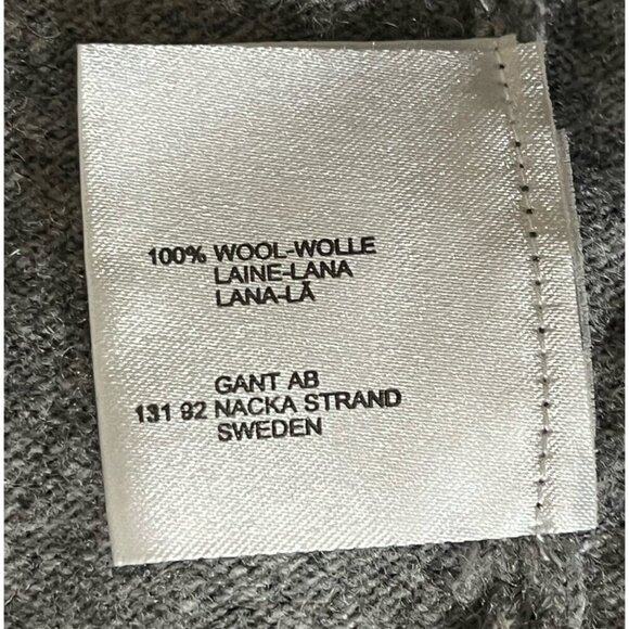 GANT 100% Wool Gray Navy Argyle Zip Cardigan Sweater - Made in Italy - Picture 8 of 11